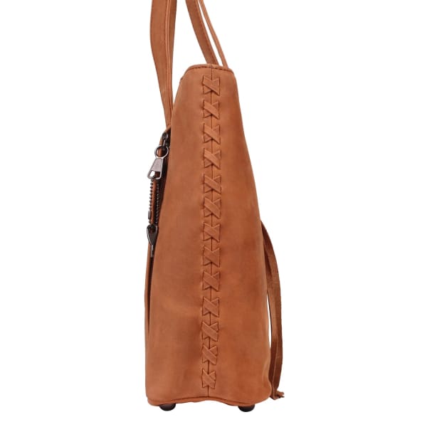 New Reagan Mid-Sized Laced Leather Conceal Carry Tote Handbag w/Lockable Zippers - Tote