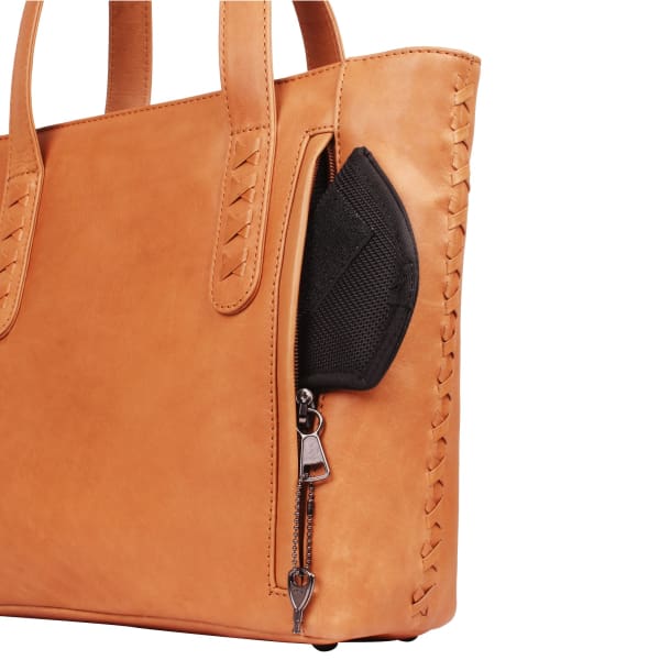 New Reagan Mid-Sized Laced Leather Conceal Carry Tote Handbag w/Lockable Zippers - Tote
