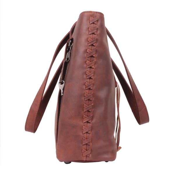 New Reagan Mid-Sized Laced Leather Conceal Carry Tote Handbag w/Lockable Zippers - Tote