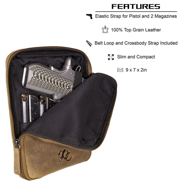 NEW Unisex Conceal Carry Leather Waist pack Crossbody Pistol Pouch - Waist Pack