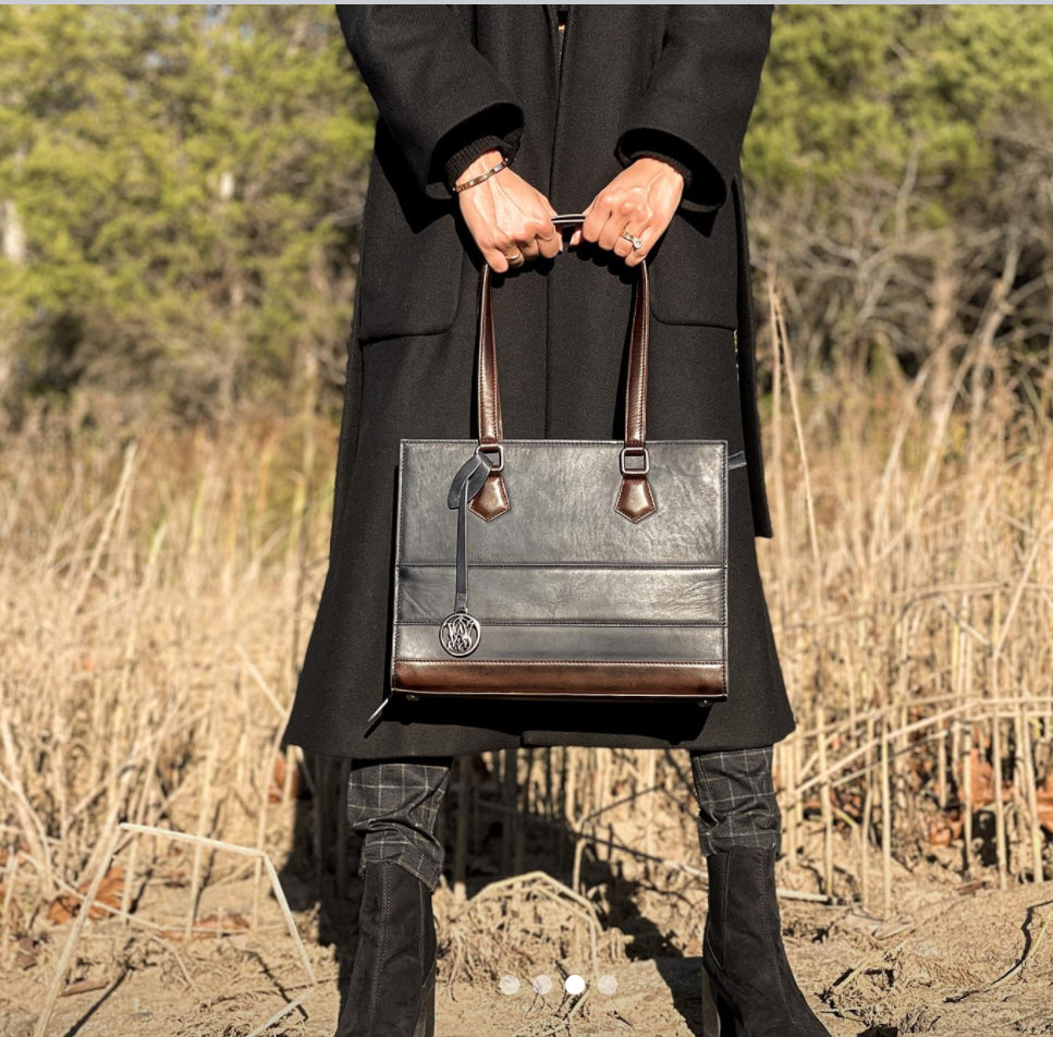 S & W Structured Over the Shoulder Leather Concealed Carry Handbag - Hiding Hilda, LLC