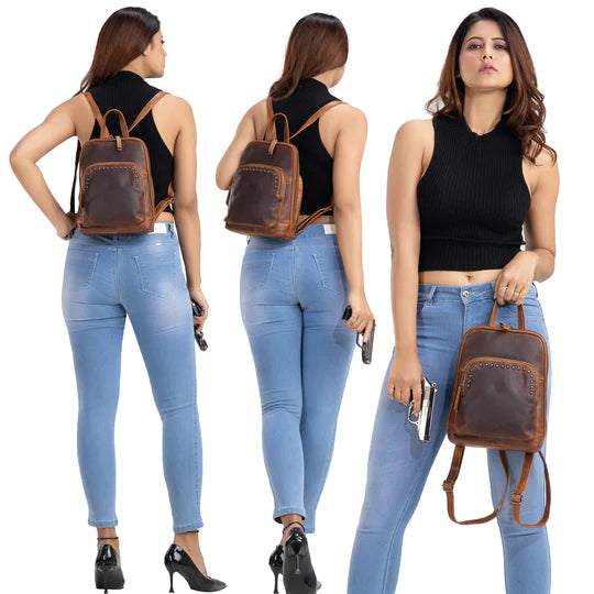 Abby Leather Concealed Carry Leather Backpack - Hiding Hilda, LLC