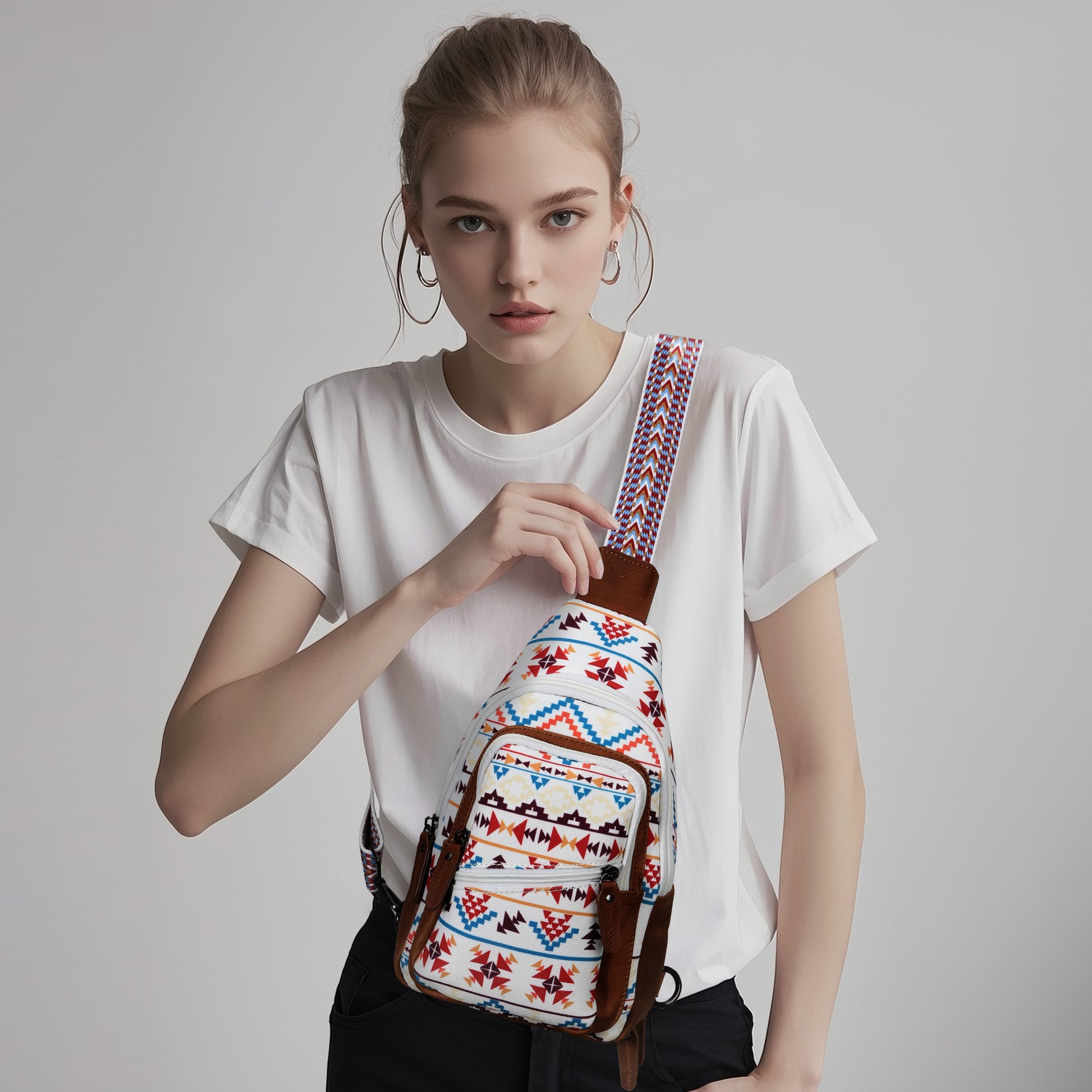 Aztec Indie Canvas Sling Bag - Hiding Hilda, LLC