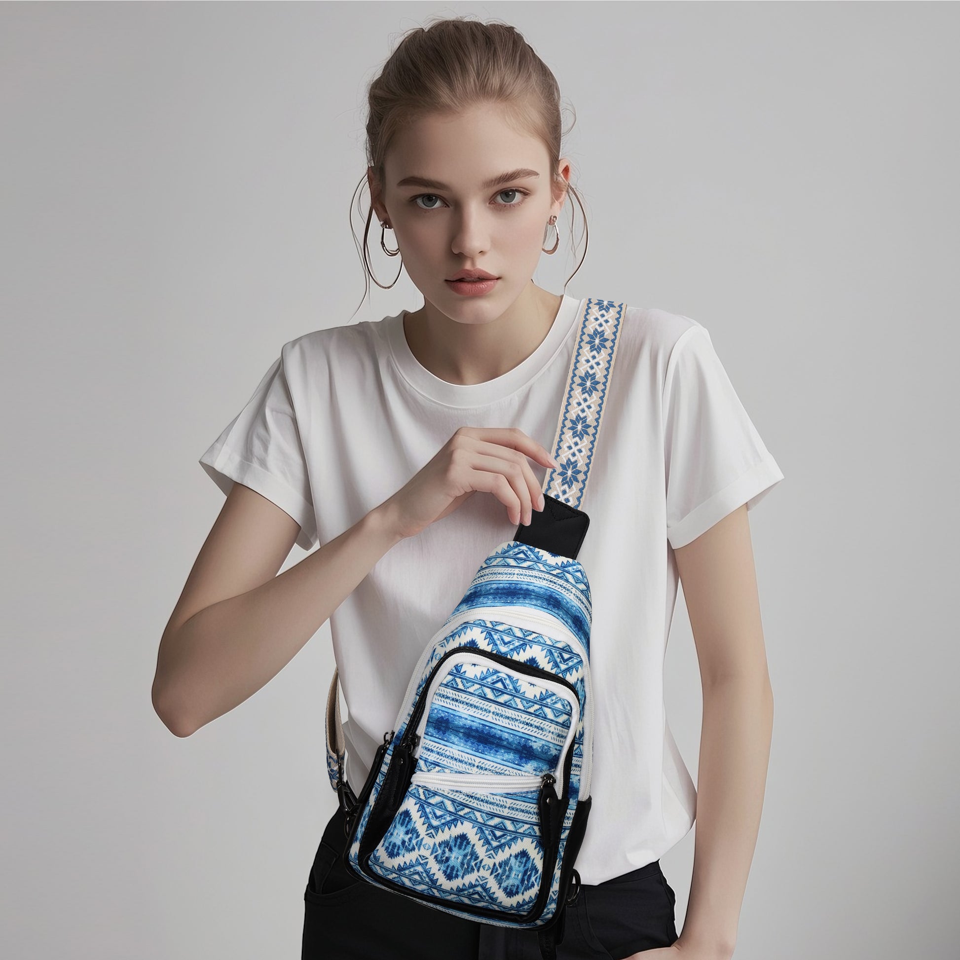 Aztec Indie Canvas Sling Bag - Hiding Hilda, LLC