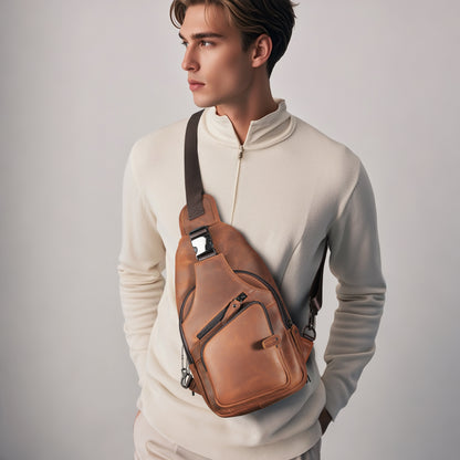 Xander Unisex Leather Sling Bag - Hiding Hilda, LLC