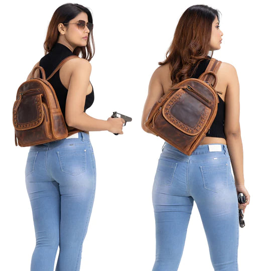 Daisy Leather Concealed Carry Lockable Backpack Sling Bag - Hiding Hilda, LLC