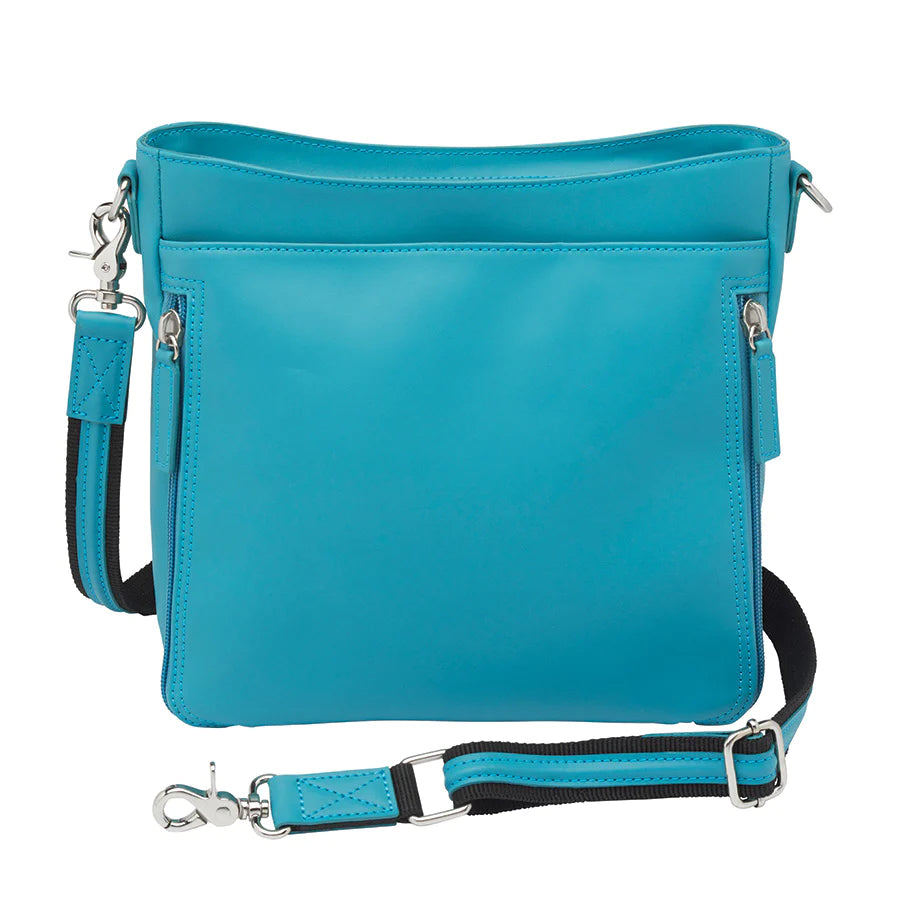 GTM 98 Tooled Turquoise Crossbody with Built in Wallet - Hiding Hilda, LLC