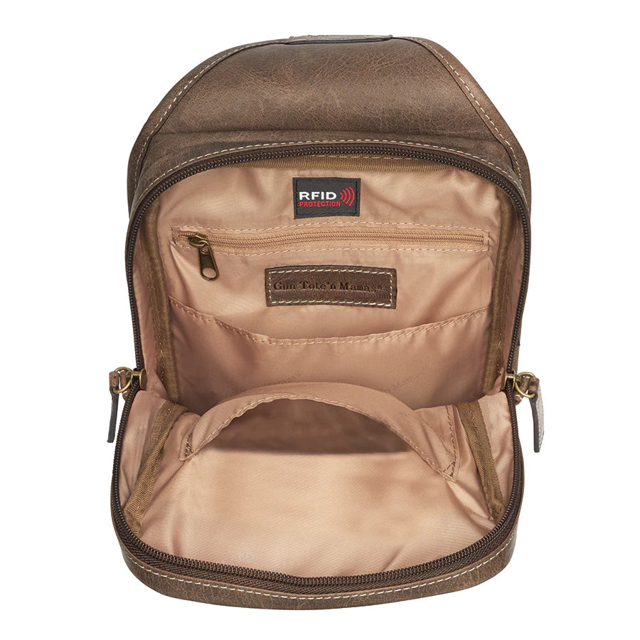 GTM Original RFID Lined Leather Concealed Carry Sling Bag