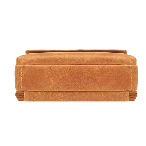 GTM Original Distressed Caramel Buffalo Leather Crossbody w/built in wallet