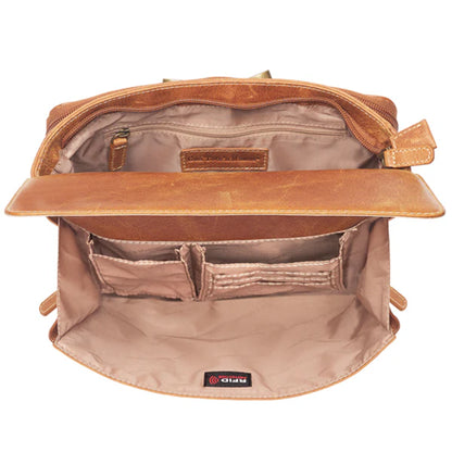 GTM Original Distressed Caramel Buffalo Leather Crossbody w/built in wallet