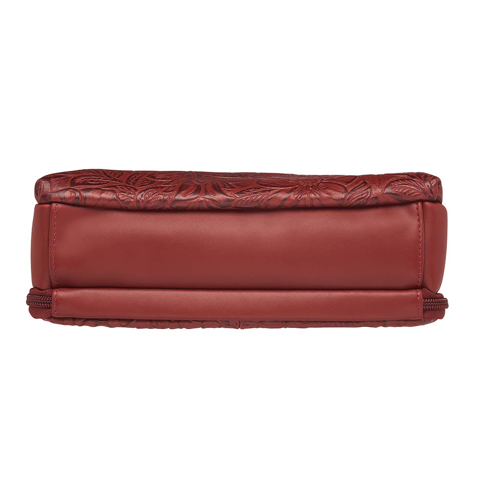 Tooled American Cowhide Leather Concealed Clutch Purse - Hiding Hilda, LLC