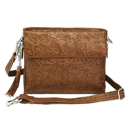Tooled American Cowhide Leather Concealed Clutch Purse - Hiding Hilda, LLC