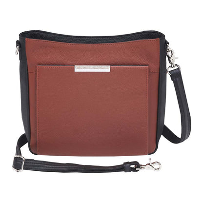 GTM Original Cinnamon & Black Leather Crossbody Purse with Built in Wallet - Hiding Hilda, LLC