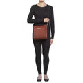 GTM Original Cinnamon & Black Leather Crossbody Purse with Built in Wallet - Hiding Hilda, LLC
