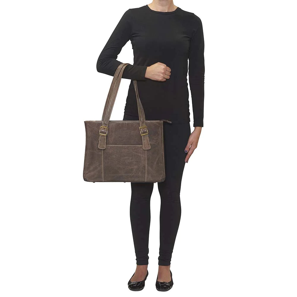 GTM Original Conceal Carry Distressed Leather Portfolio - Hiding Hilda, LLC