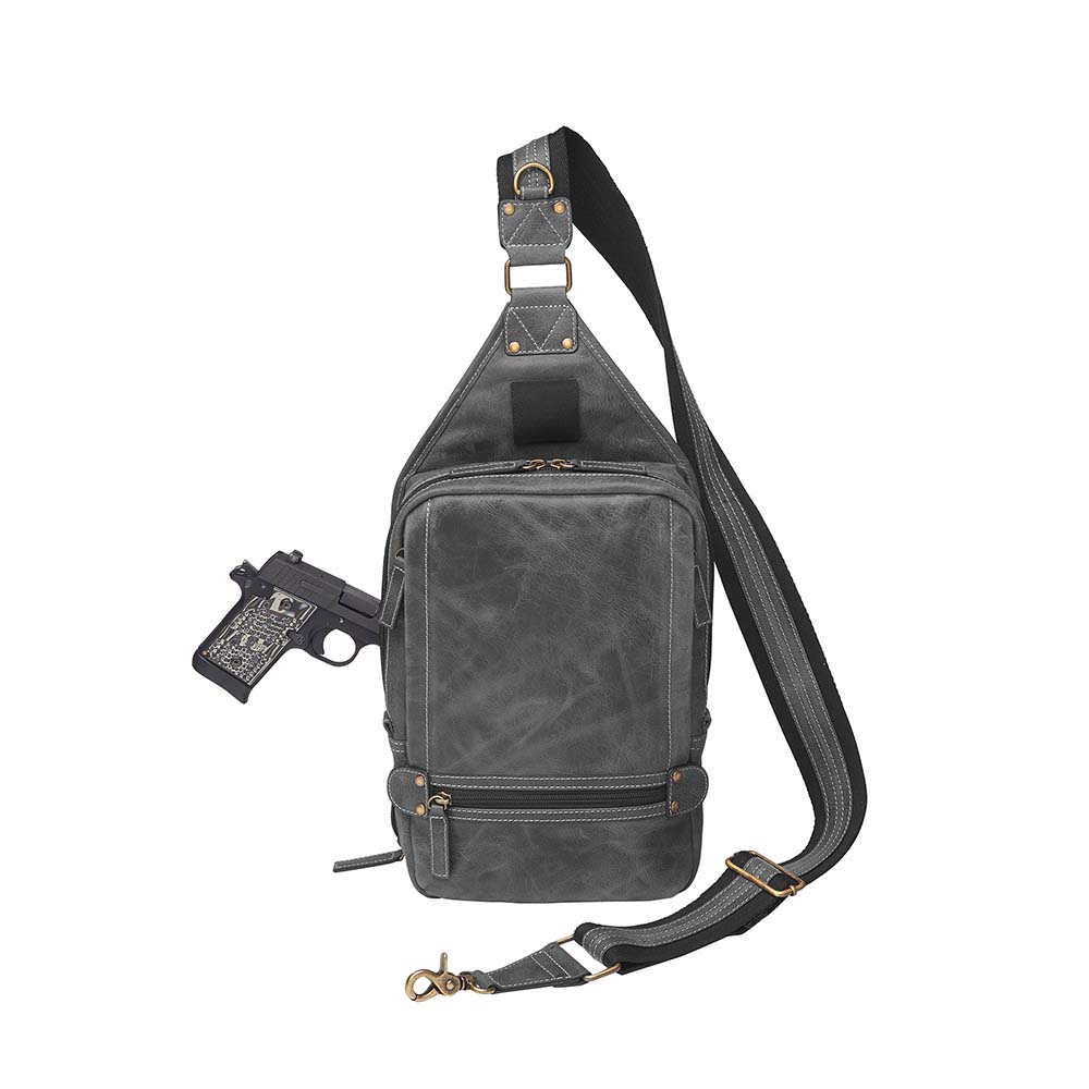 Gun Tote'n Mamas GTMCZY108GREY Sling Backpack Leather Gray Includes Sta