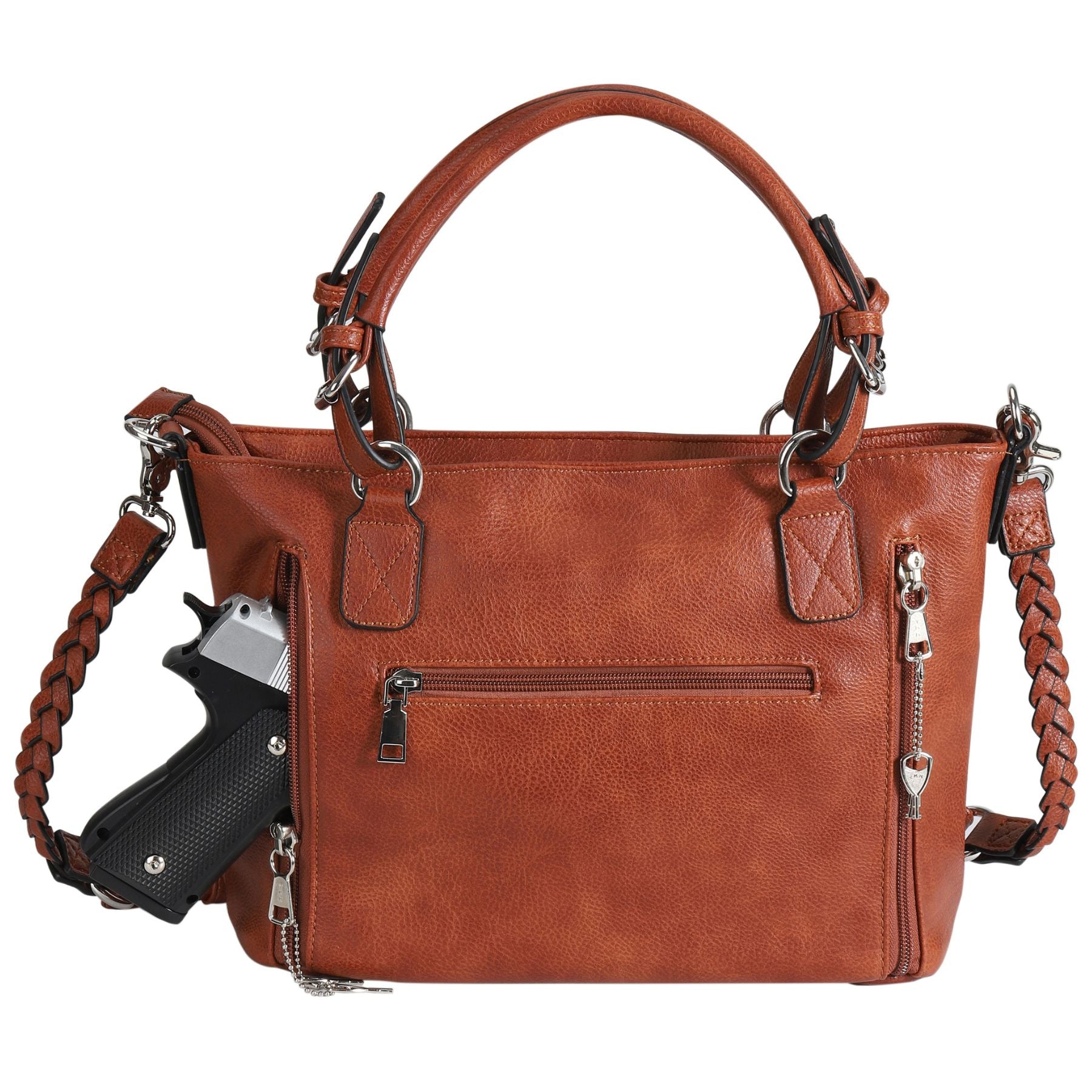 Lady Conceal Ella Braided Lockable Satchel with Crossbody Strap - Hiding Hilda, LLC