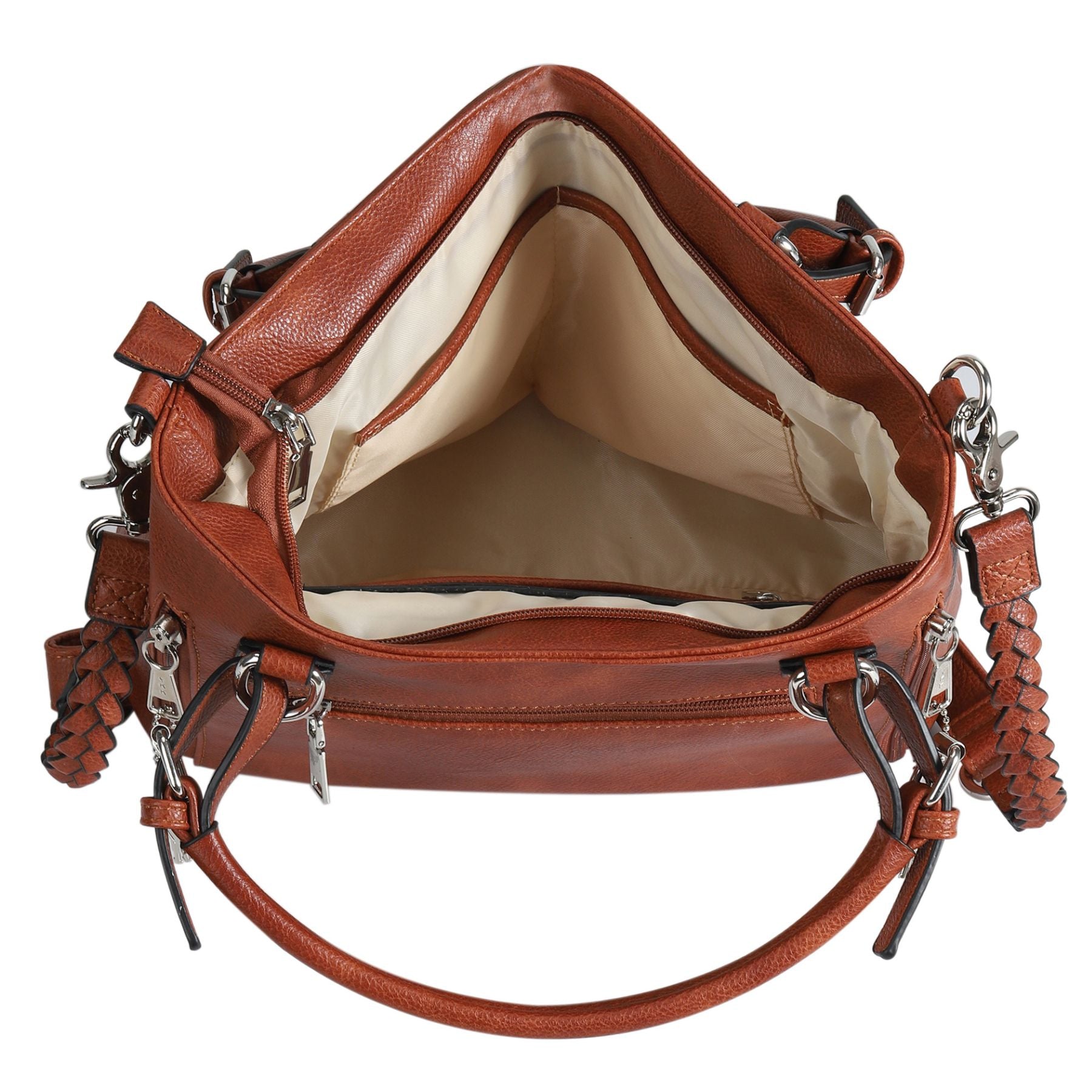 Lady Conceal Ella Braided Lockable Satchel with Crossbody Strap - Hiding Hilda, LLC