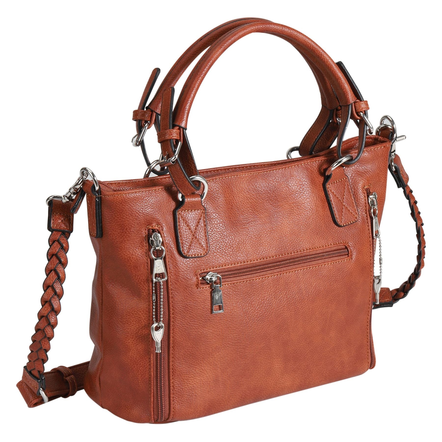 Lady Conceal Ella Braided Lockable Satchel with Crossbody Strap - Hiding Hilda, LLC