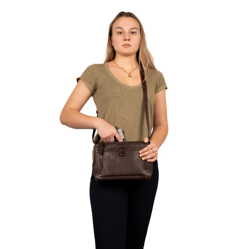 Leah Buffalo Leather Crossbody with Wallet - Hiding Hilda, LLC