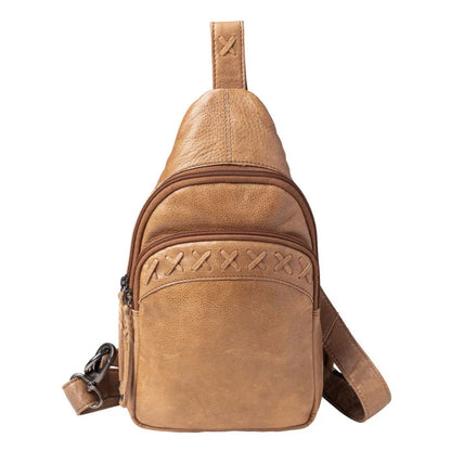 backpack chest strap leather Concealed Carry Unisex Taylor Sling Leather Backpack by Lady Conceal