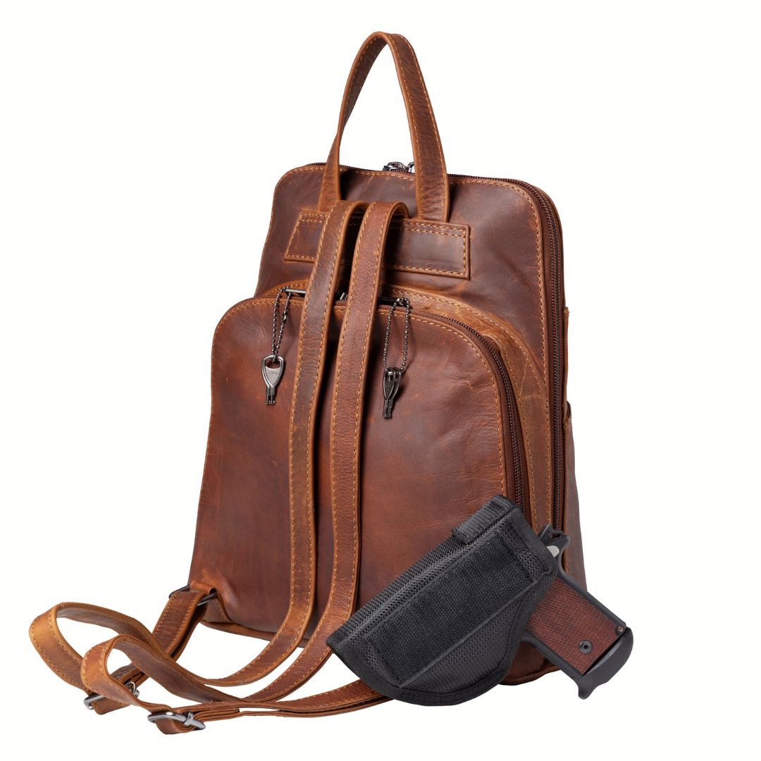 Jayden Lockable Leather Backpack