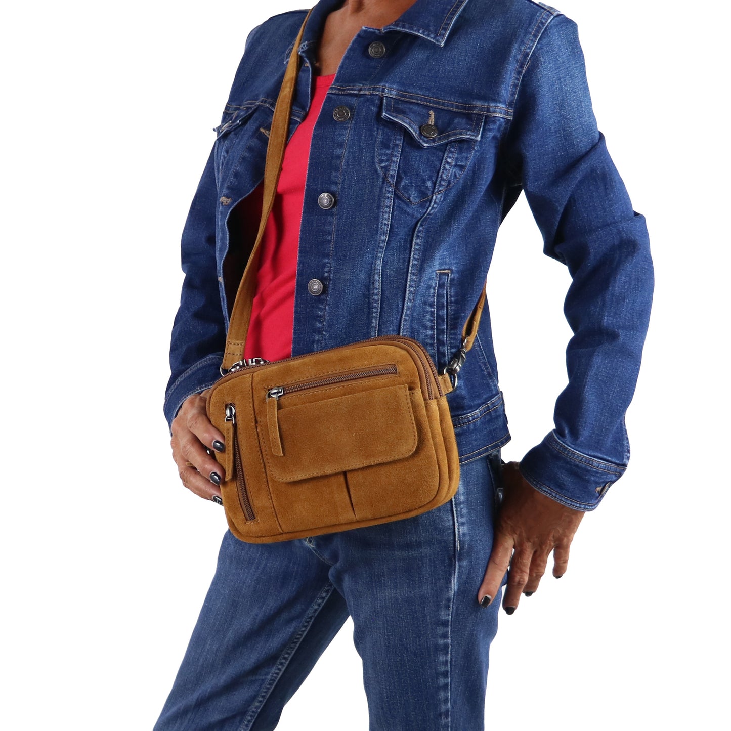 Hadley Suede Crossbody Purse - Hiding Hilda, LLC