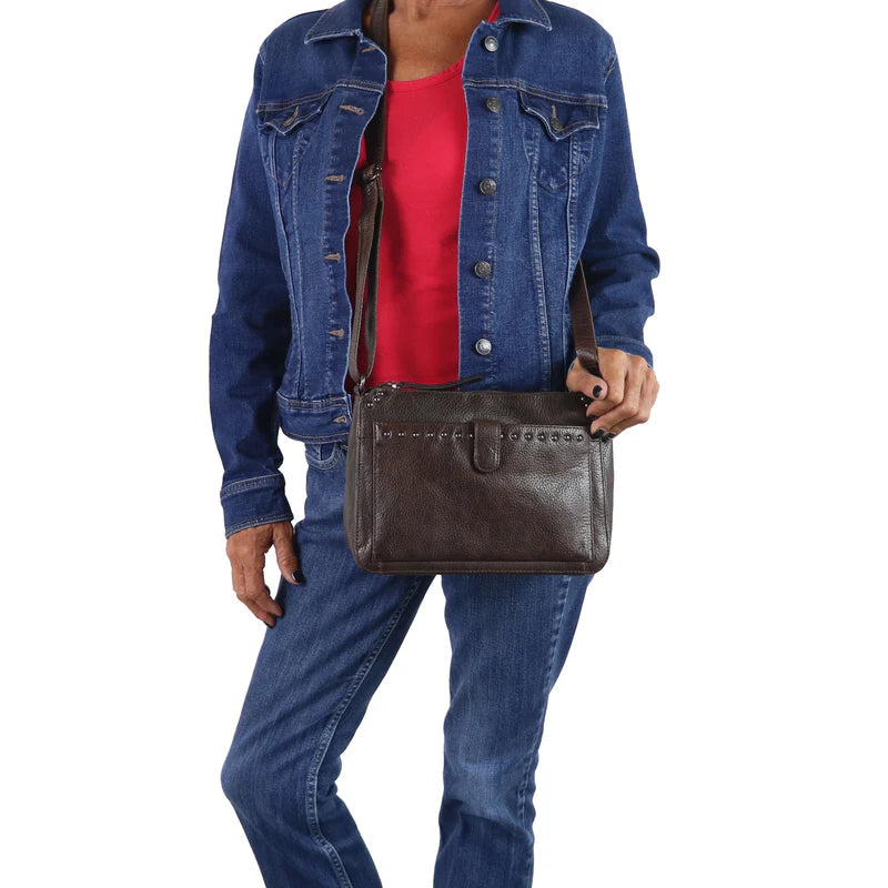 Leah Buffalo Leather Crossbody with Wallet - Hiding Hilda, LLC
