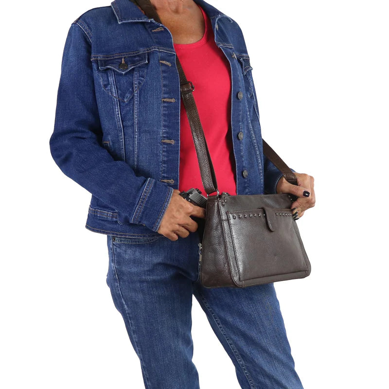 Leah Buffalo Leather Crossbody with Wallet - Hiding Hilda, LLC