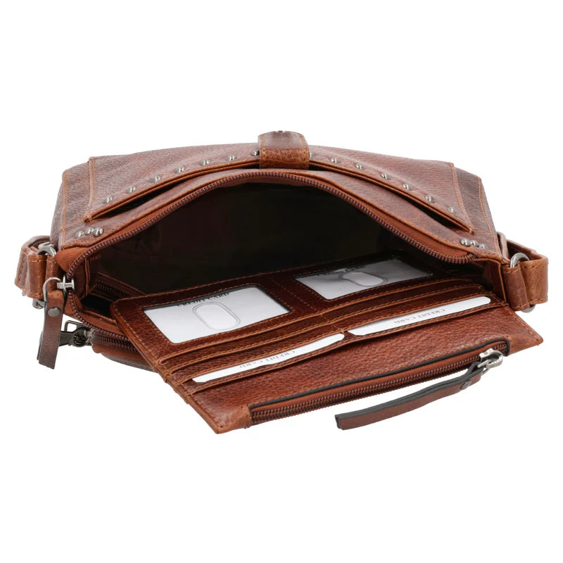 Leah Buffalo Leather Crossbody with Wallet - Hiding Hilda, LLC