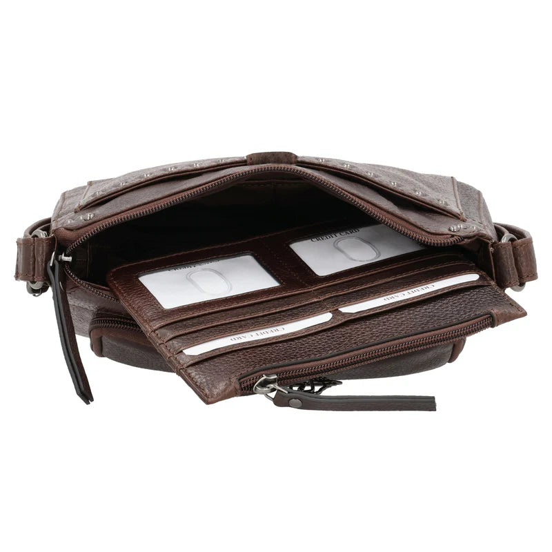 Leah Buffalo Leather Crossbody with Wallet - Hiding Hilda, LLC
