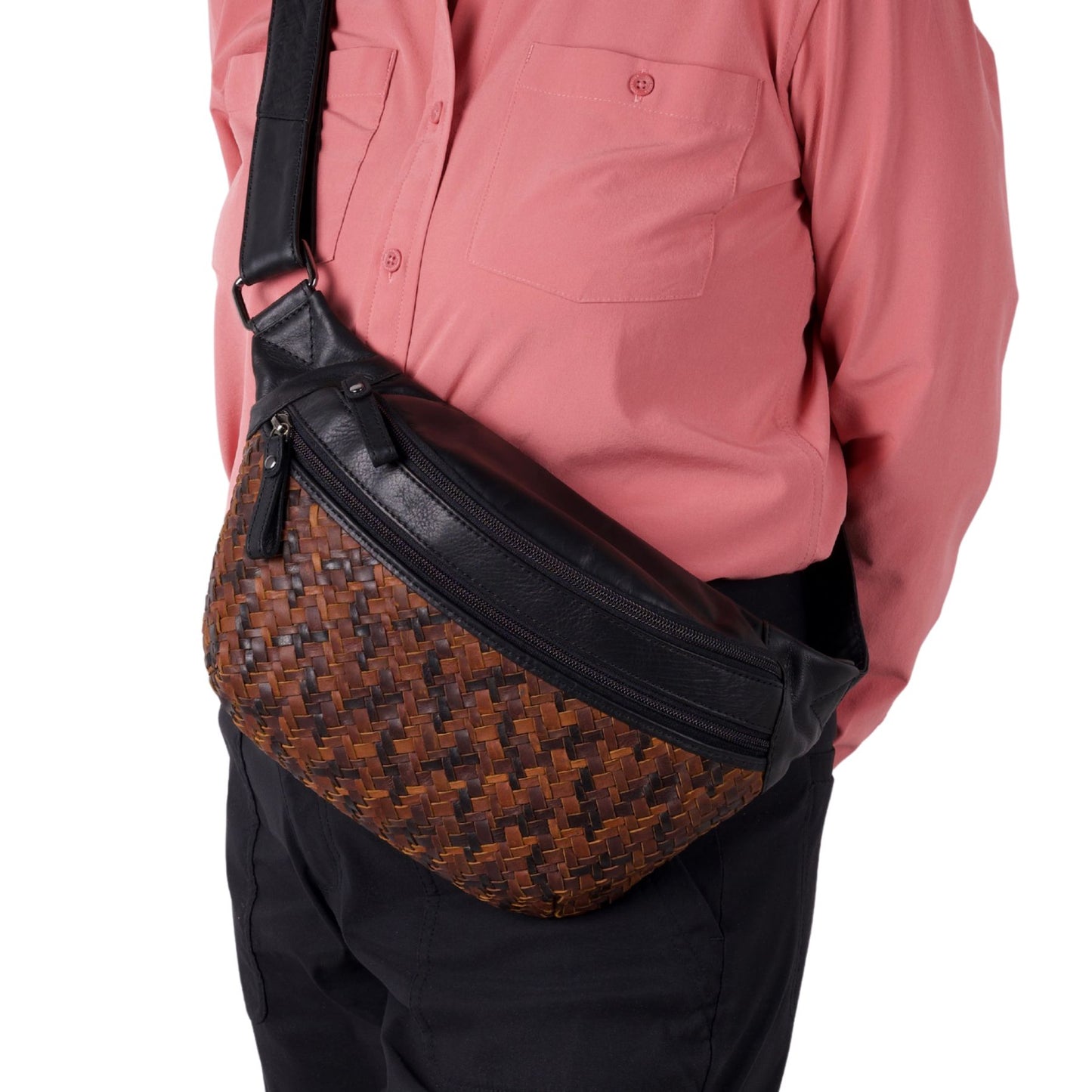 Haisley Woven Leather Sling Bag
