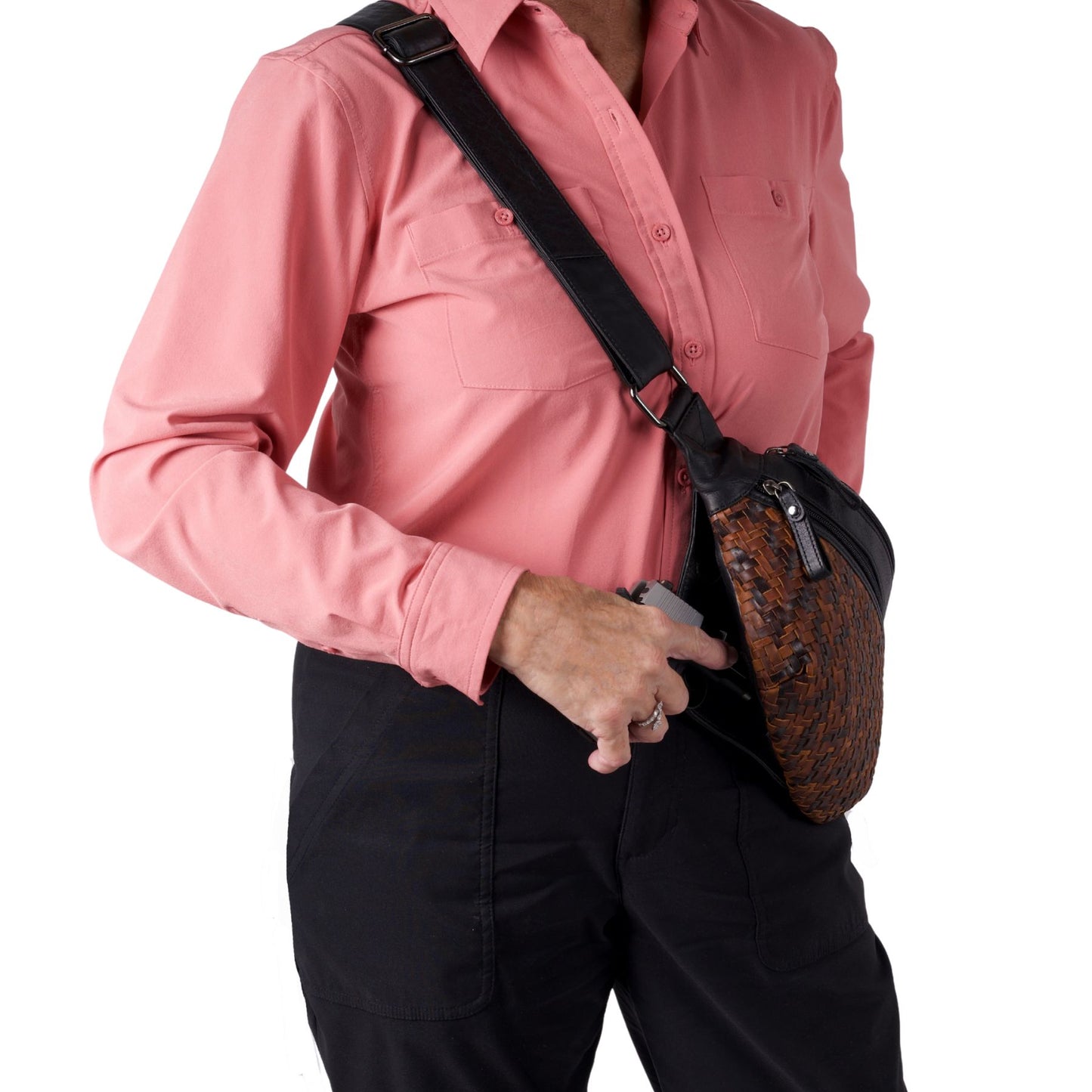 Haisley Woven Leather Sling Bag