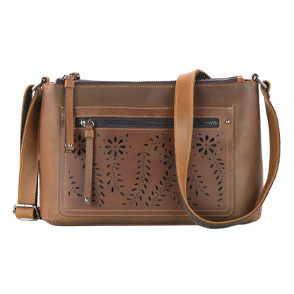 Brynlee Distressed Leather Lockable Crossbody Concealed Carry Purse - Hiding Hilda, LLC