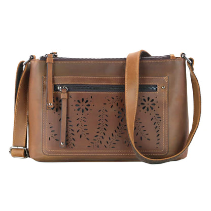 Brynlee Distressed Leather Lockable Crossbody Concealed Carry Purse - Hiding Hilda, LLC