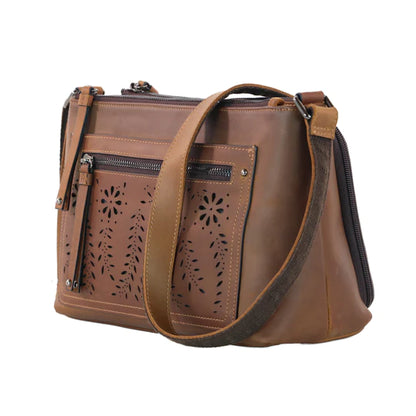 Brynlee Distressed Leather Lockable Crossbody Concealed Carry Purse - Hiding Hilda, LLC