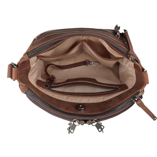 Brynlee Distressed Leather Lockable Crossbody Concealed Carry Purse - Hiding Hilda, LLC