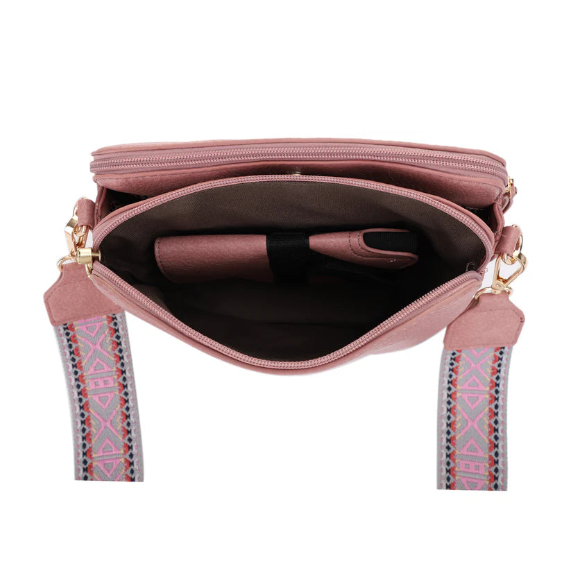 Rebecca Triple Compartment Lock and Key Crossbody Purse