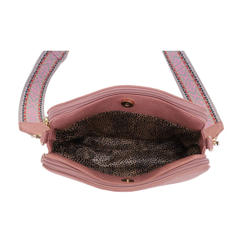 Rebecca Triple Compartment Lock and Key Crossbody Purse