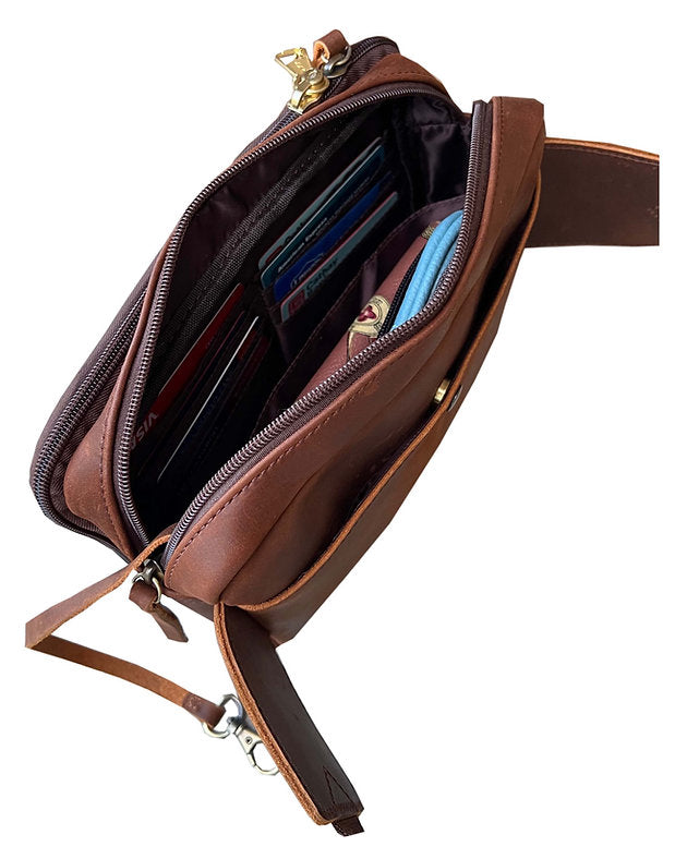 Roma Leather Concealed Carry Waist Sling Pack