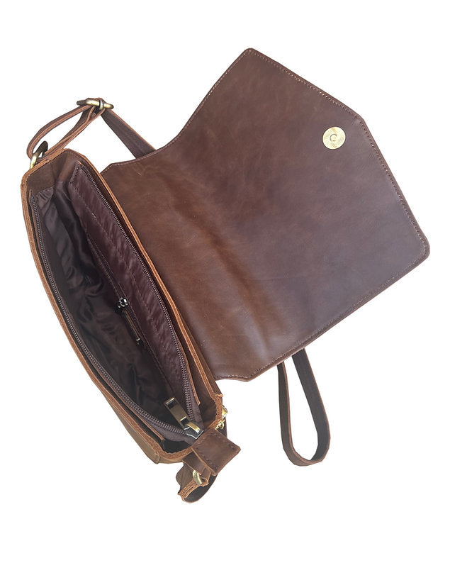 Roma Lockable Leather Crossbody Bag