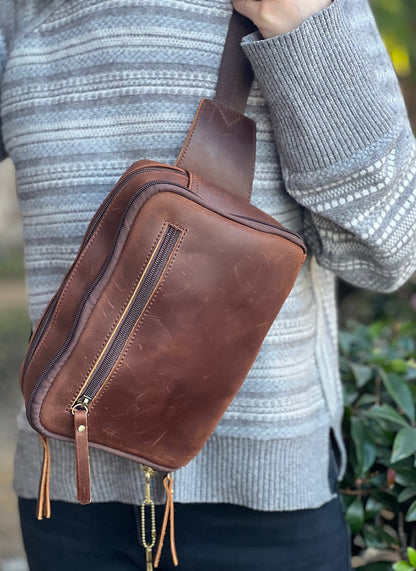 Roma Leather Concealed Carry Waist Sling Pack