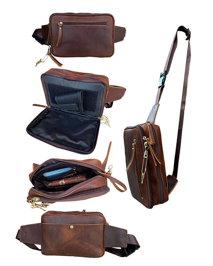 Roma Leather Concealed Carry Waist Sling Pack