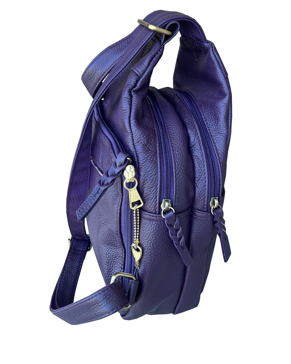cheap purple leather backpack Concealed Carry Lockable Leather Backpack – Hiding Hilda, LLC