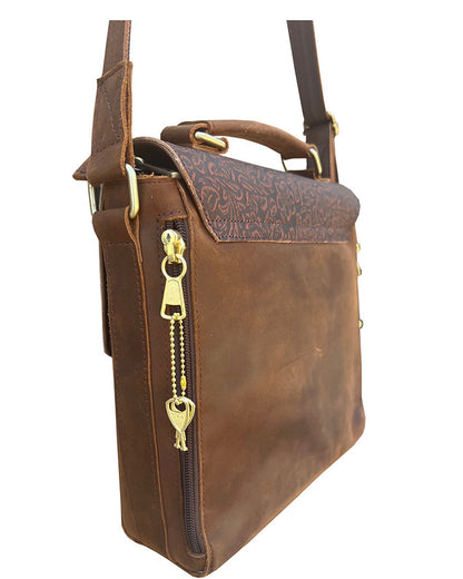 Roma Lockable Leather Crossbody Bag