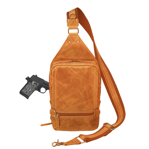 GTM Original RFID Lined Distressed Leather Sling Bag - Hiding Hilda, LLC