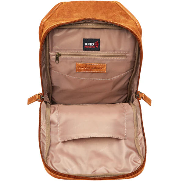 distressed leather sling backpack Gun Tote'n Mamas GTMCZY108GREY Sling Backpack Leather Gray Includes Sta