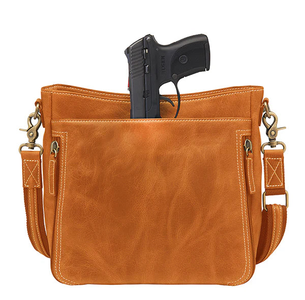 GTM Original RFID Distressed Leather Crossbody Purse with Built in Wallet - Hiding Hilda, LLC