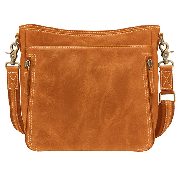 GTM Original RFID Distressed Leather Crossbody Purse with Built in Wallet - Hiding Hilda, LLC
