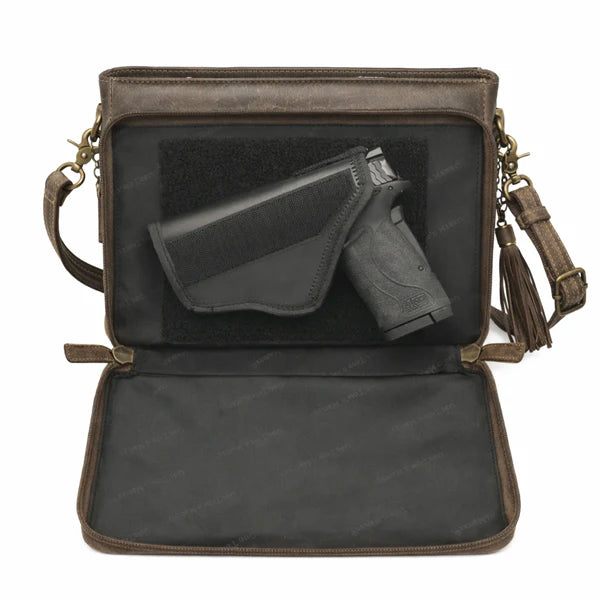 GTM Original Distressed Caramel Buffalo Leather Crossbody w/built in wallet - Hiding Hilda, LLC